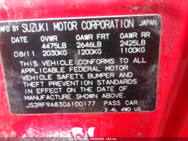 2012 SUZUKI KIZASHI JS2RF9A83C6100177 Photo 8