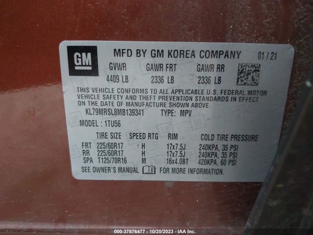 Chevrolet Trailblazer Lt 2021 KL79MRSL8MB139341 Image 9
