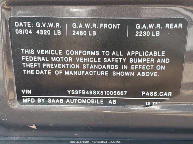 2005 SAAB 9-3 YS3FB49SX51005667 Photo 8