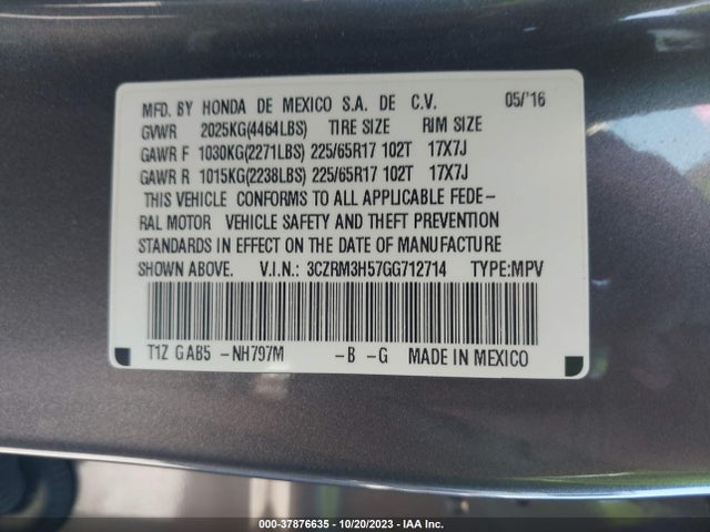 Honda CR-V EX 2016 3CZRM3H57GG712714 Image 9