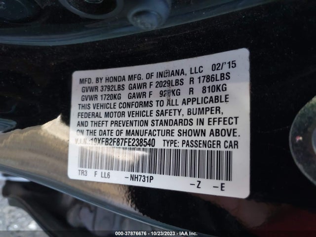Honda CIVIC EX 2015 19XFB2F87FE238540 Image 9