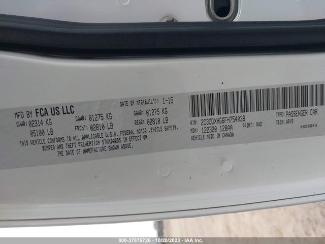 Dodge Charger Sxt 2015 2C3CDXHG6FH754038 Image 9