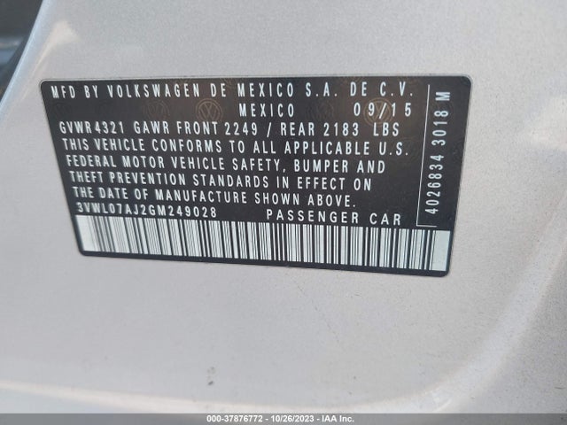 3VWL07AJ2GM249028 Volkswagen Jetta Sedan 1.8t Sel