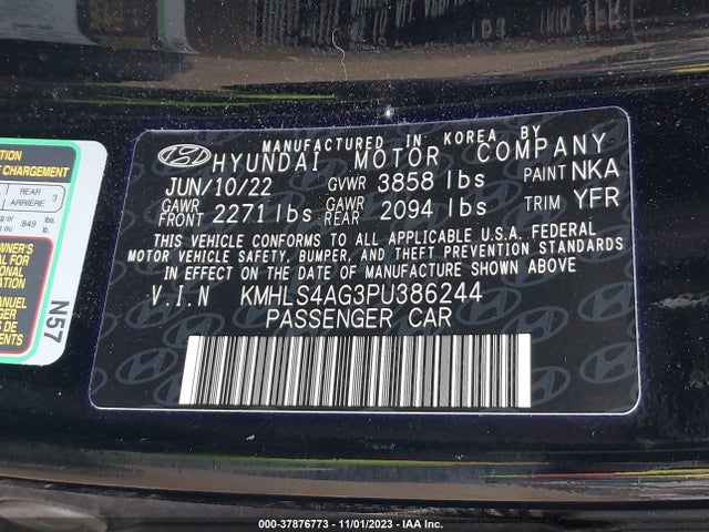 Hyundai ELANTRA SEL 2023 KMHLS4AG3PU386244 Image 9