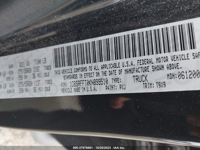 1C6SRFFT0KN899510 RAM 1500 Big Horn/lone Star
