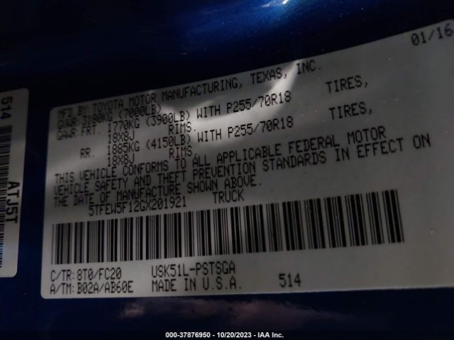 2016 TOYOTA TUNDRA 2WD TRUCK 5TFEW5F12GX201921 Photo 8