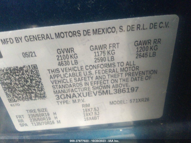 Chevrolet EQUINOX LT 2021 3GNAXUEV5ML386197 Image 9