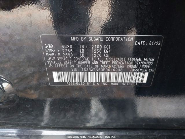 4S3BWAN63P3016938 Subaru Legacy Limited