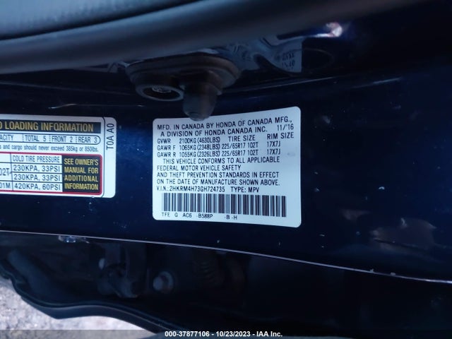 Honda Cr-v Ex-l 2016 2HKRM4H73GH724735 Image 9