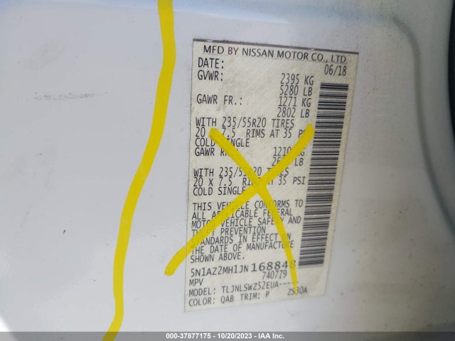 Nissan Murano Platinum 2018 5N1AZ2MH1JN168848 Image 9