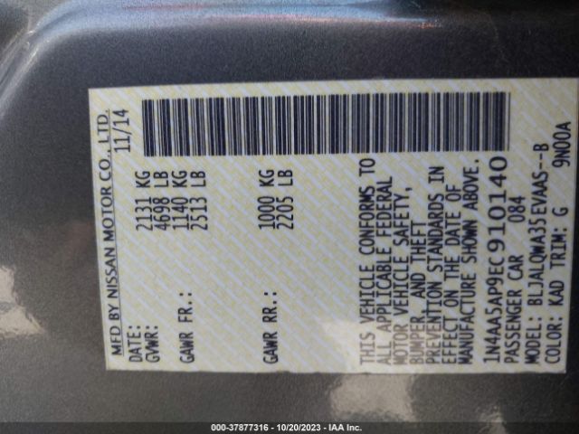 1N4AA5AP9EC910140 Nissan Maxima 3.5 S