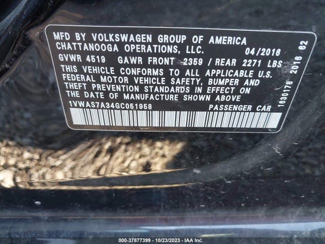 1VWAS7A34GC051958 Volkswagen Passat 1.8t S
