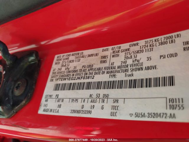 1FTEW1EG2JKF03812 Ford F-150 Xl/xlt/lariat