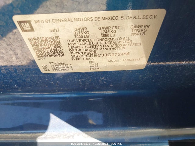 Chevrolet Silverado 1500 Lt 2018 3GCPCREC3JG173456 Image 9