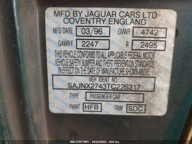 1996 JAGUAR XJS SAJNX2743TC226317 Photo 8