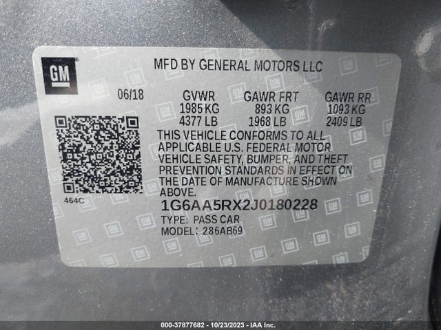 1G6AA5RX2J0180228 Cadillac Ats Standard