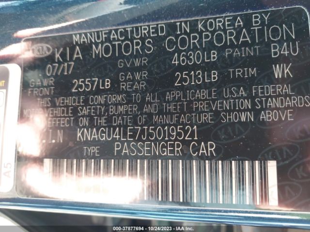 KNAGU4LE7J5019521 KIA Optima Hybrid Ex