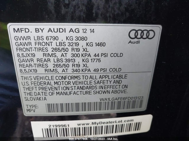 WA1LGAFE6FD013123 Audi Q7 3.0t Premium Plus