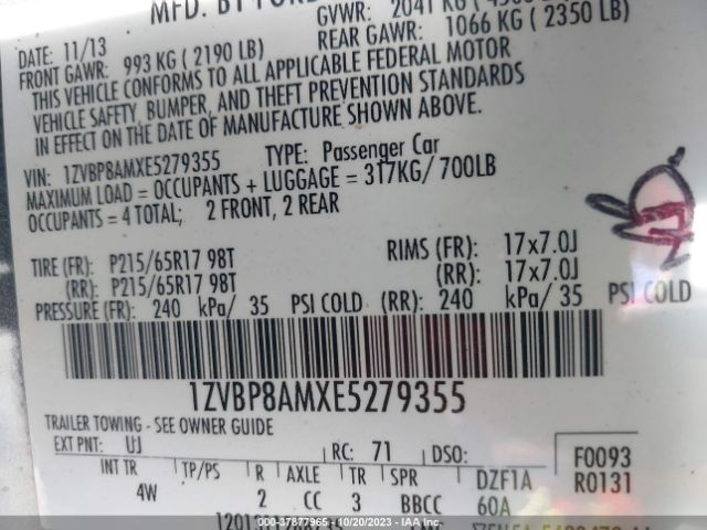 1ZVBP8AMXE5279355 Ford Mustang V6