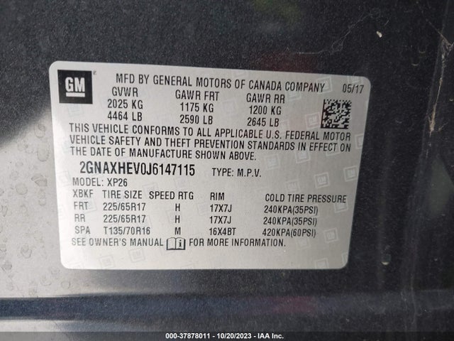 Chevrolet EQUINOX LS 2018 2GNAXHEV0J6147115 Image 9