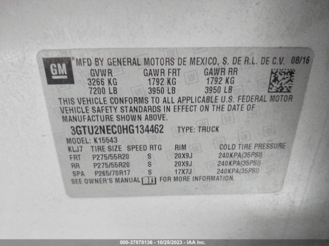 3GTU2NEC0HG134462 GMC Sierra 1500 Slt