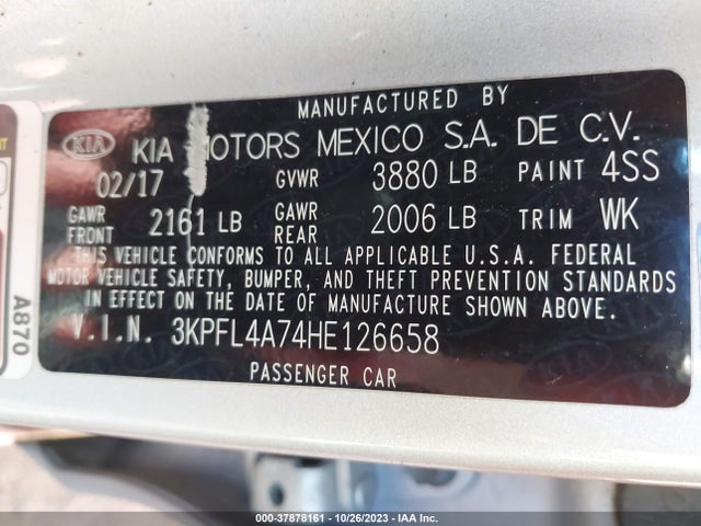 KIA FORTE LX 2017 3KPFL4A74HE126658 Image 9