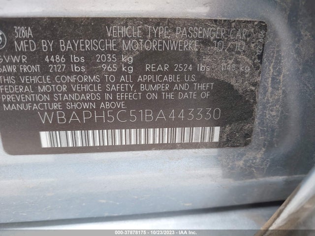 2011 BMW 328I VIN: WBAPH5C51BA443330