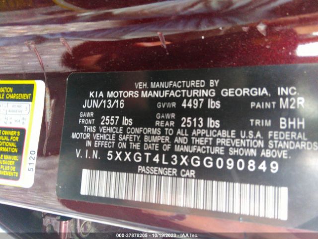 5XXGT4L3XGG090849 KIA Optima Lx