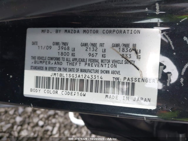 2010 MAZDA MAZDA3 I TOURING VIN: JM1BL1SG3A1243314