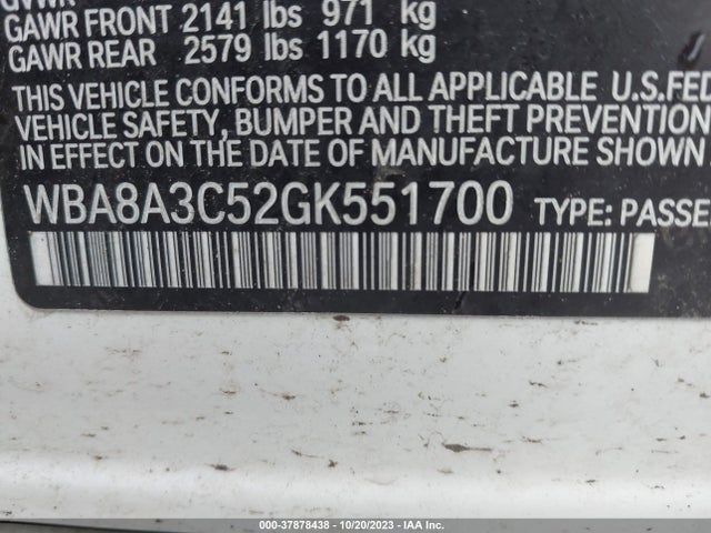 BMW 320i Xdrive 2016 WBA8A3C52GK551700 Image 9