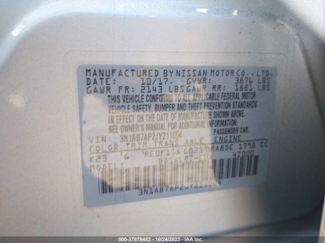 3N1AB7AP2JY211004 Nissan SENTRA S