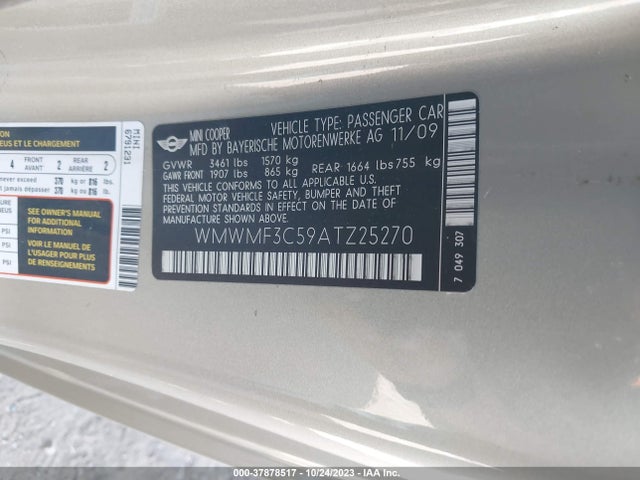 2010 MINI COOPER HARDTOP WMWMF3C59ATZ25270 Photo 8