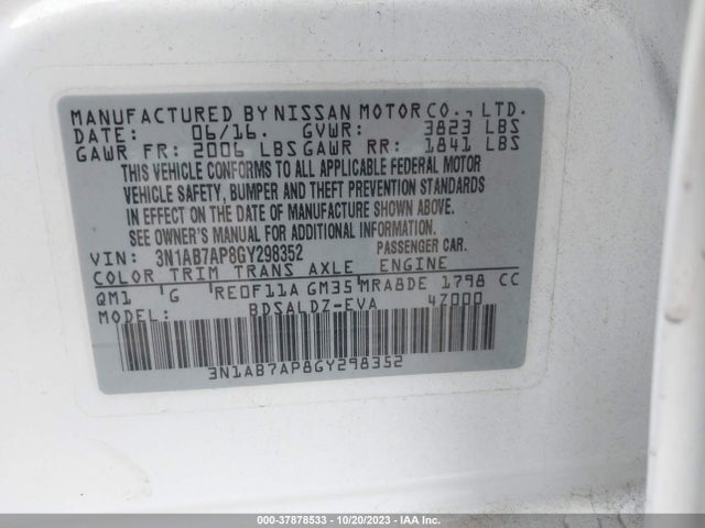 Nissan SENTRA SV 2016 3N1AB7AP8GY298352 Image 9