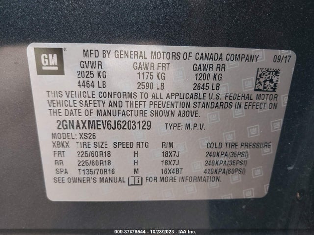 Chevrolet Equinox Premier 2018 2GNAXMEV6J6203129 Image 9