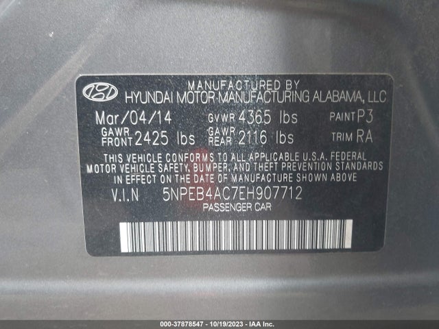 Hyundai SONATA GLS 2014 5NPEB4AC7EH907712 Image 9