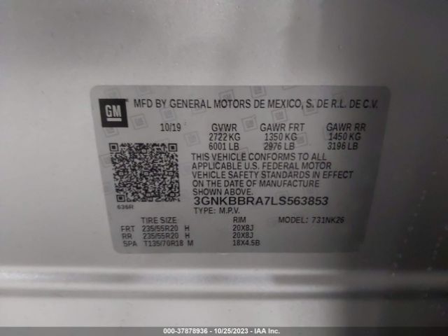 3GNKBBRA7LS563853 Chevrolet Blazer Lt