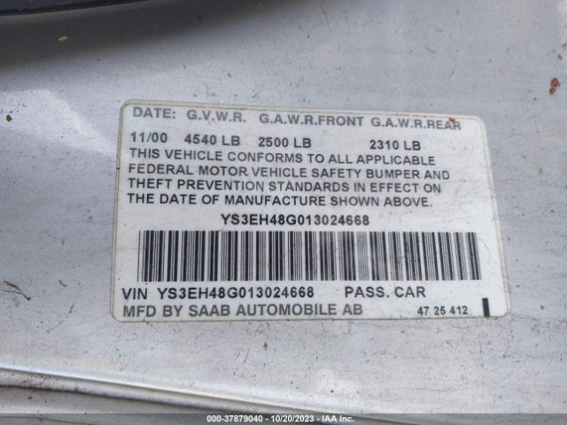 2001 SAAB 9-5 YS3EH48G013024668 Photo 8