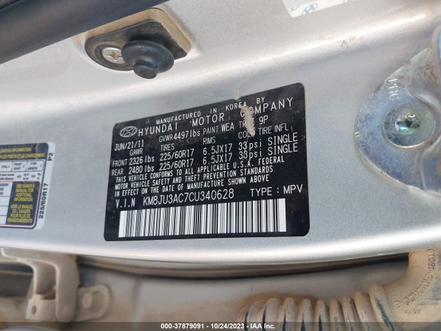 2012 HYUNDAI TUCSON GLS VIN: KM8JU3AC7CU340628