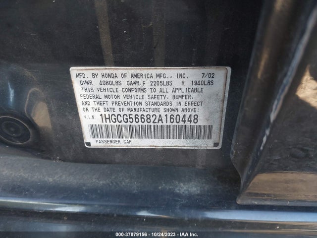 2002 HONDA ACCORD SDN EX VIN: 1HGCG56682A160448
