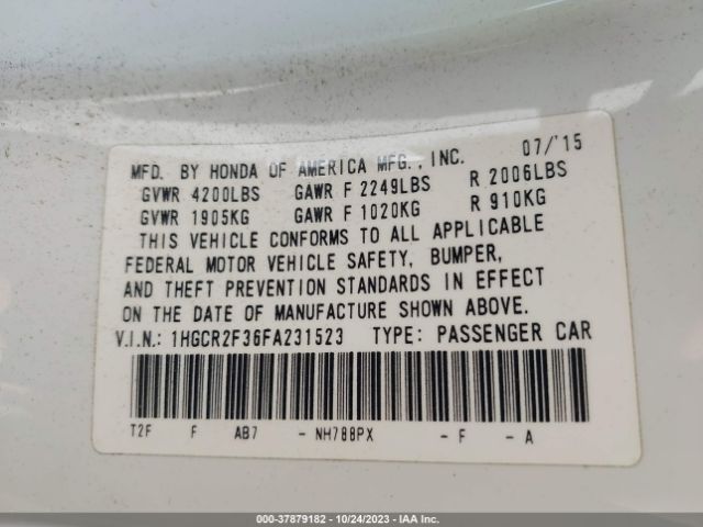 1HGCR2F36FA231523 Honda Accord Sedan Lx