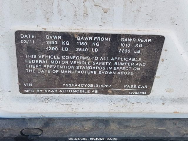 2011 SAAB 9-3 YS3FA4CY0B1314267 Photo 8