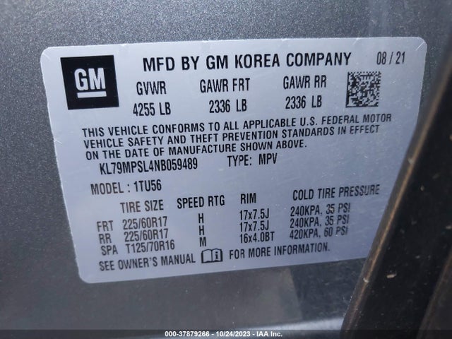 Chevrolet Trailblazer Lt 2022 KL79MPSL4NB059489 Image 9