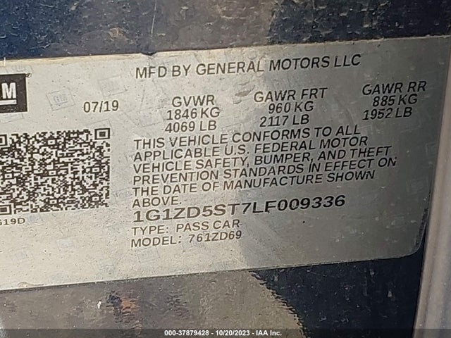 Chevrolet MALIBU LT 2020 1G1ZD5ST7LF009336 Image 9