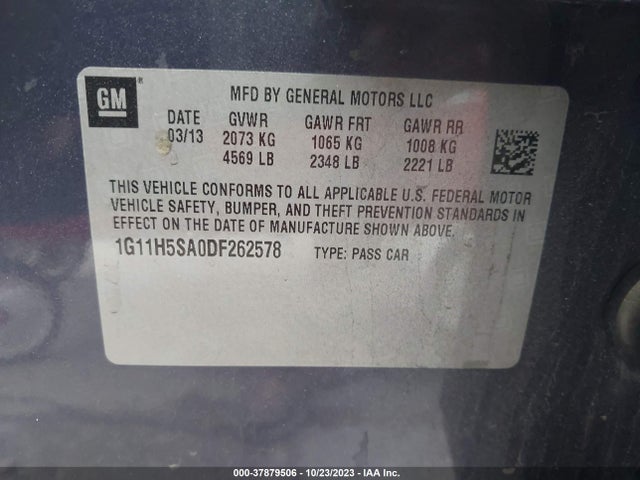 2013 CHEVROLET MALIBU LTZ VIN: 1G11H5SA0DF262578