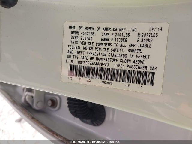 Honda Accord Ex-l V-6 2015 1HGCR3F82FA006453 Image 9