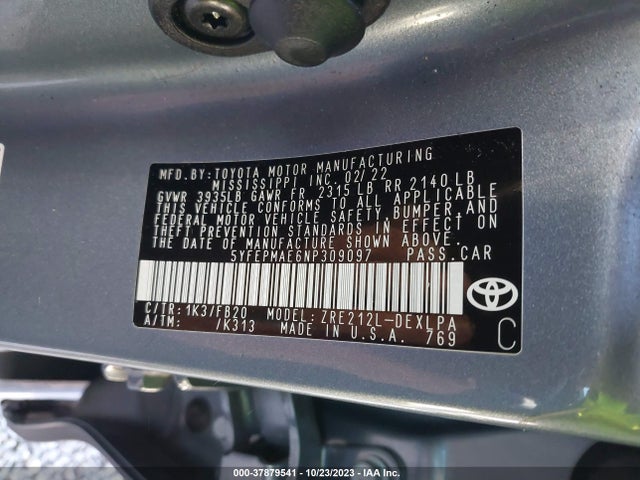 Toyota COROLLA LE 2022 5YFEPMAE6NP309097 Image 9