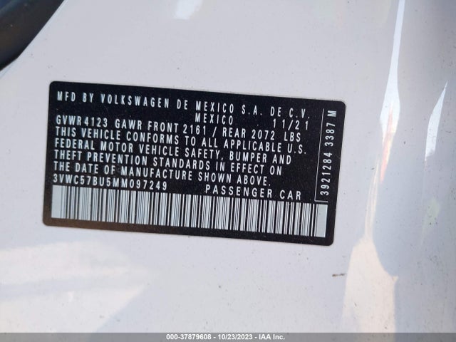2021 VOLKSWAGEN JETTA 1.4T R-LINE/1.4T S/1.4T SE VIN: 3VWC57BU5MM097249