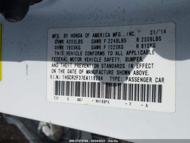 1HGCR2F37EA119294 Honda Accord Sedan Lx