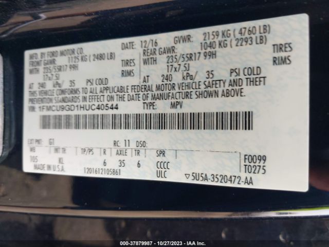 1FMCU9GD1HUC40544 Ford ESCAPE SE