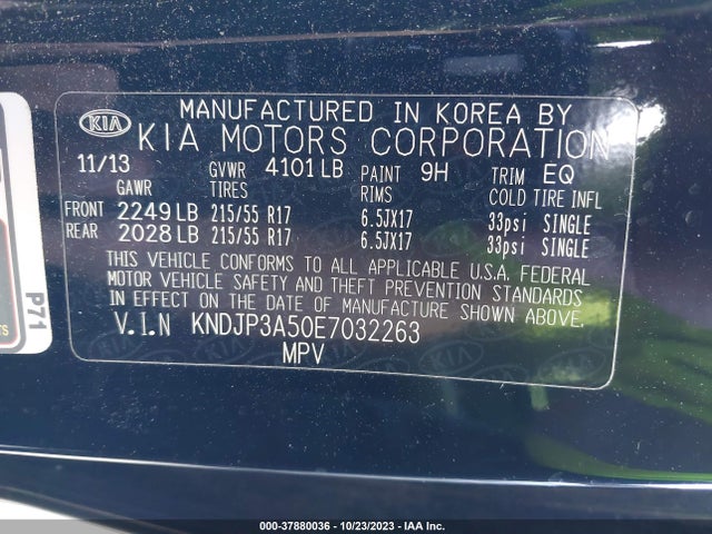 KIA SOUL + 2014 KNDJP3A50E7032263 Image 9